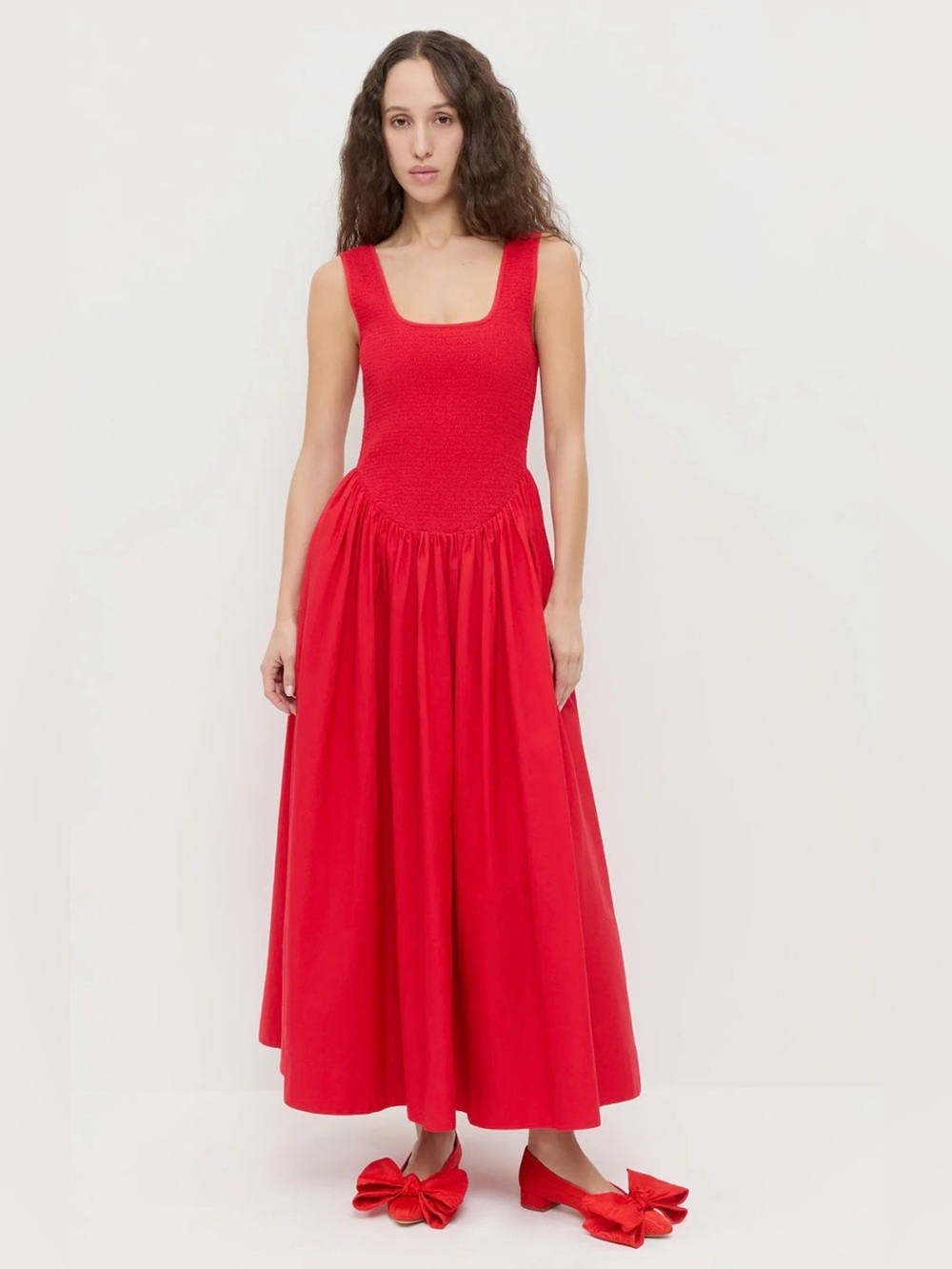 NWT LOEFFLER RANDALL ESTELLE SMOCKED DRESS, SIZE 8
